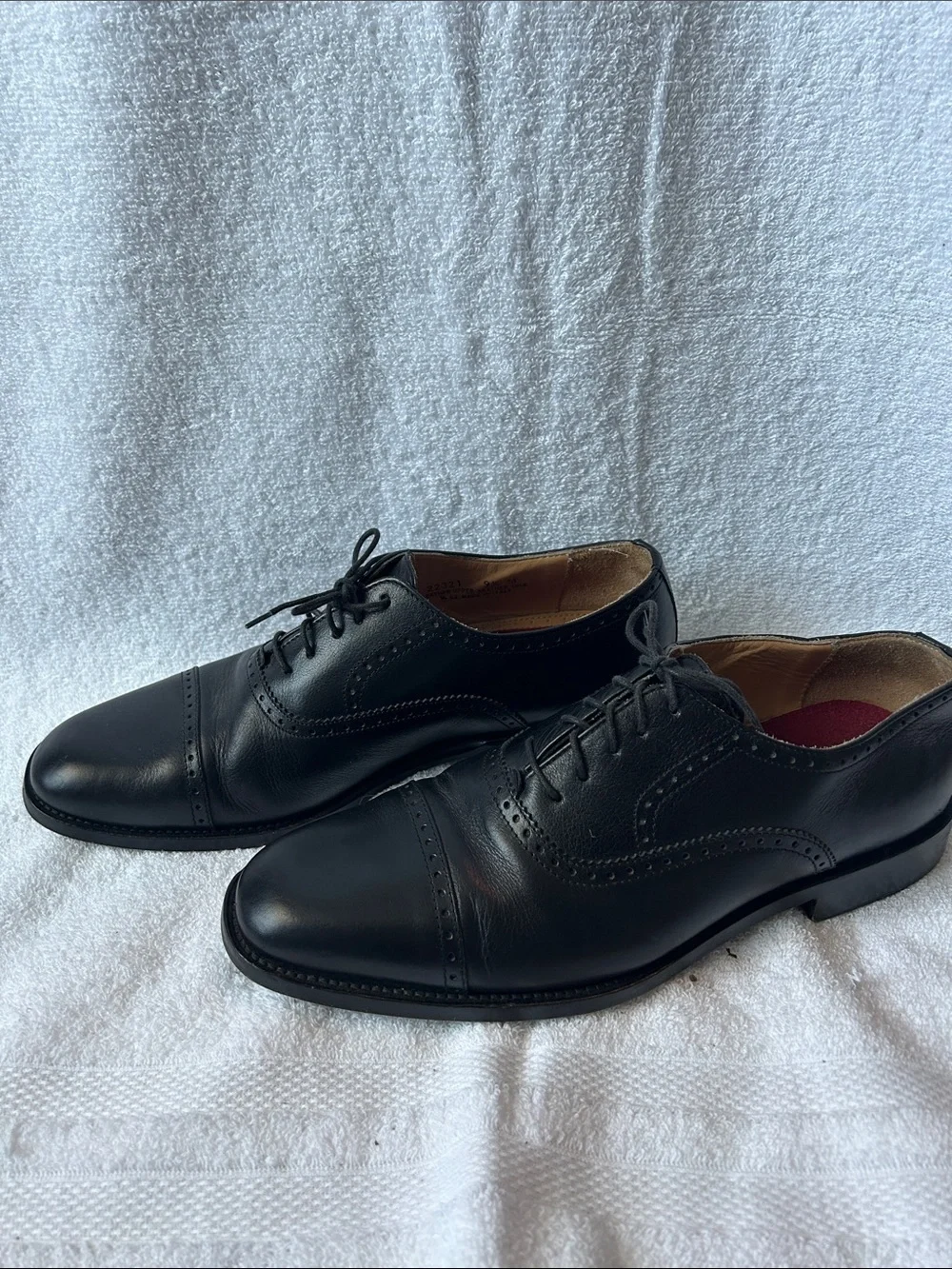 Bostonian Black Leather Cap-Toe Derby Oxfords